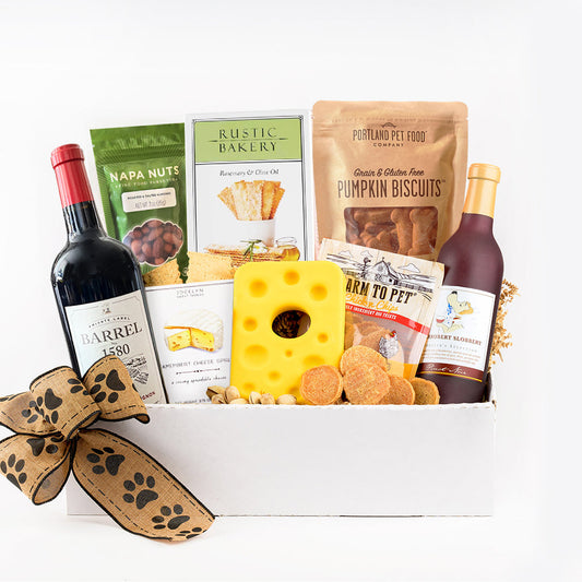 'Tails and Tastings' Wine Gift Basket for Dog Owners