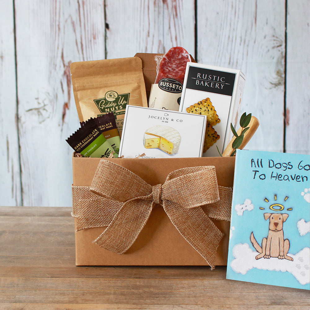 Dog Bereavement Gift Basket with Gourmet Snacks