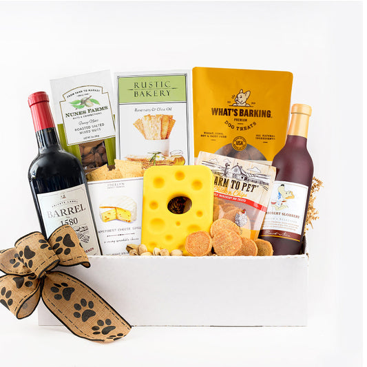 Tails and Tastings Buddies Wine Gift Basket for Dog Owners and Dogs by Lucca the Napa Dog