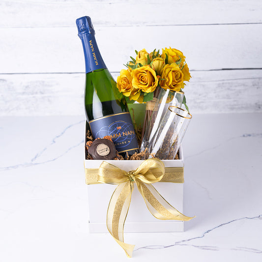 Mom's Best Blossoms and Bubbly Surprise Gift Basket