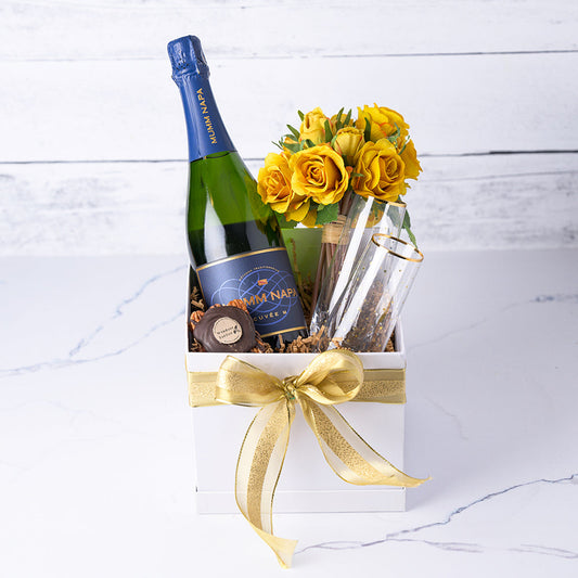 Blossoms and Bubbly Champagne Gift Basket